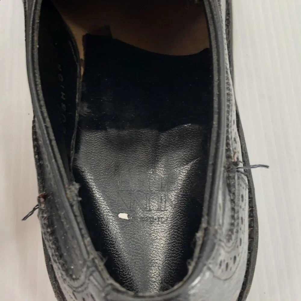 Nunn Bush Black Dress Shoes 7.5 EEE Wingtip Derby Brogues Cats Paw Heels No Slip